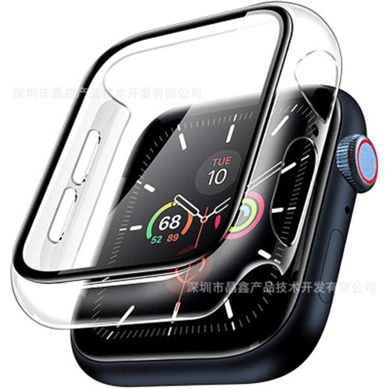 Voor Apple Horloge Serie 7 Se 6 5 4 40-45Mm Pc Gehard Glas Screen Protector Film Beschermende cover Case Bumper Hd Transparant