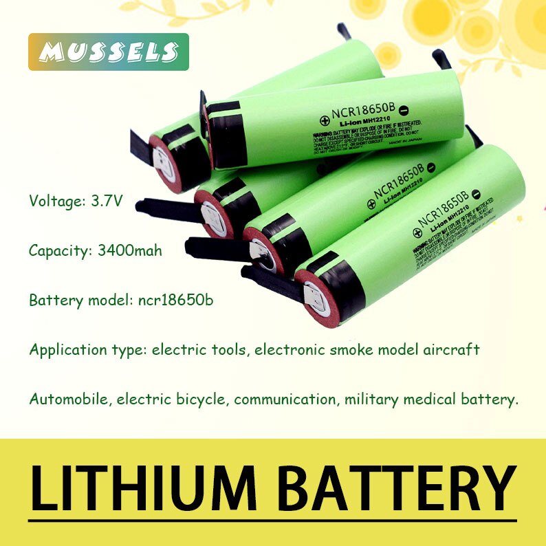 100% original NCR18650B 3.7V 3400mAh 18650 rechargeable lithium battery 18650 battery + DIY nickel sheet