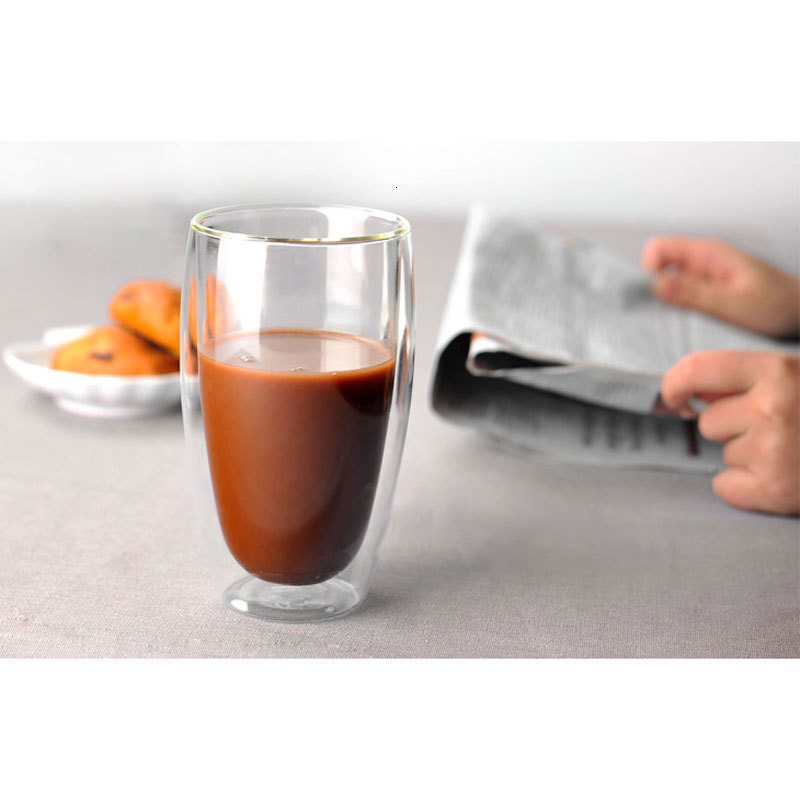 Dubbelwandige Glas Dubbeldeks Glas Mokken Met Deksel Bodum Draaglijk Wijn Bier Glas Ei Vormige koffie Thee Cup