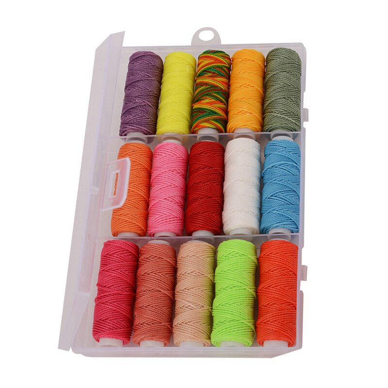 Hilo encerado redondo para cuero, 0,45, 0,8mm, para pulseras artesanales, costura de poliéster, cuerdas recubiertas de cera, accesorios para bricolaje: Box Set B / 0.45mm 40m