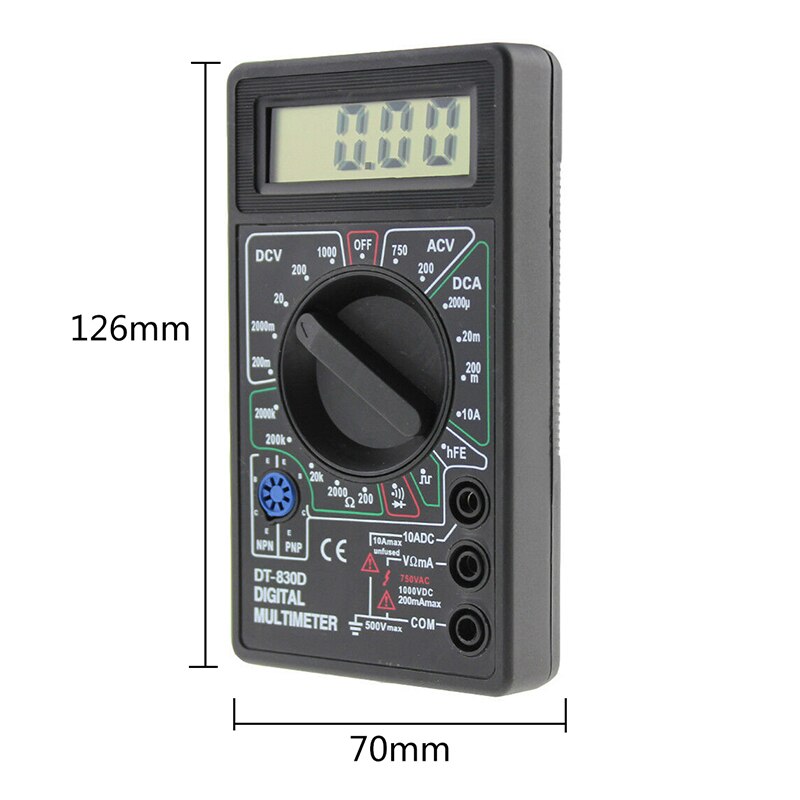LCD Digital Multimeter Tester DT838 Voltmeter Measuring Current Resistance Temperature Meter AC DC Ammeter Test Lead Probe Test: DT830D DT832