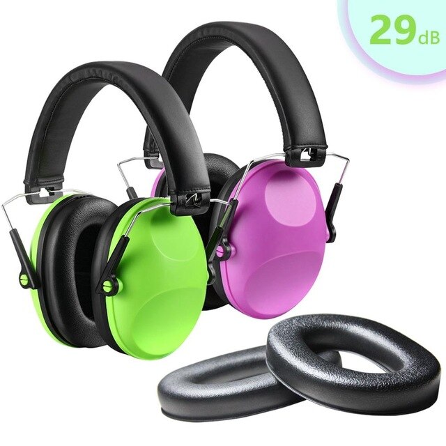 Orejeras de protección auditiva para niños de 6 meses a 18 años, cascos con reducción de ruido: GreenPink