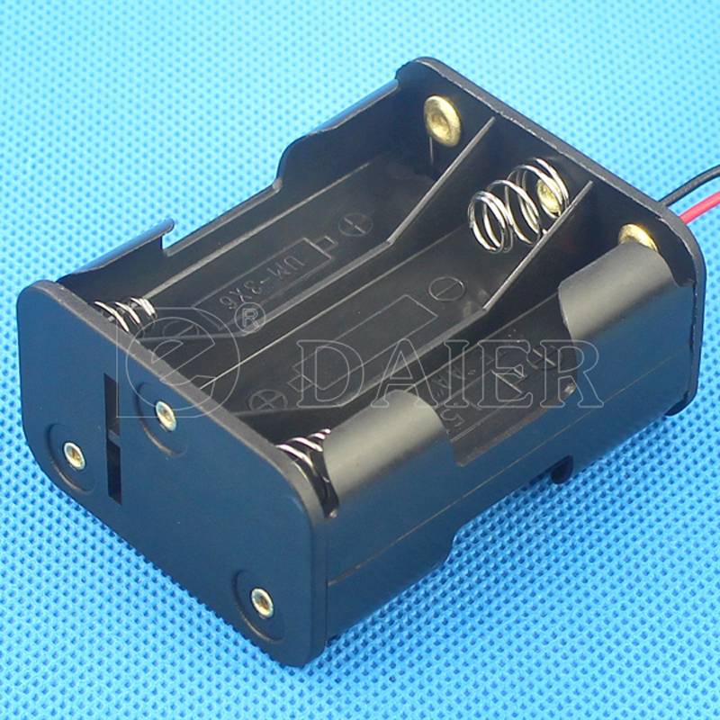 5PCS Black 9V 6AA Battery Holder Pictures 6 AA Battery Cell With Wire Back To Back Type Side By Side