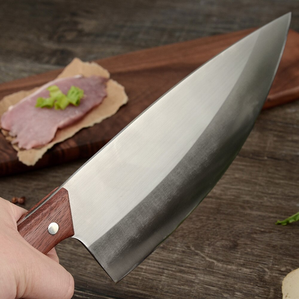 XYj-cuchillo de carnicero con mango de madera de acero inoxidable, 9,5 pulgadas, cocina, Chef, cuchillo de matadero, herramienta de accesorios de cocina para el hogar