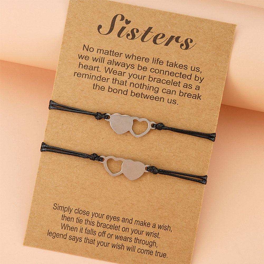 2/3/4/5Pcs Sister Card Bracelet Steel Heart-shaped Good Friend Bracelet Birthday Symbol Of Friendship
