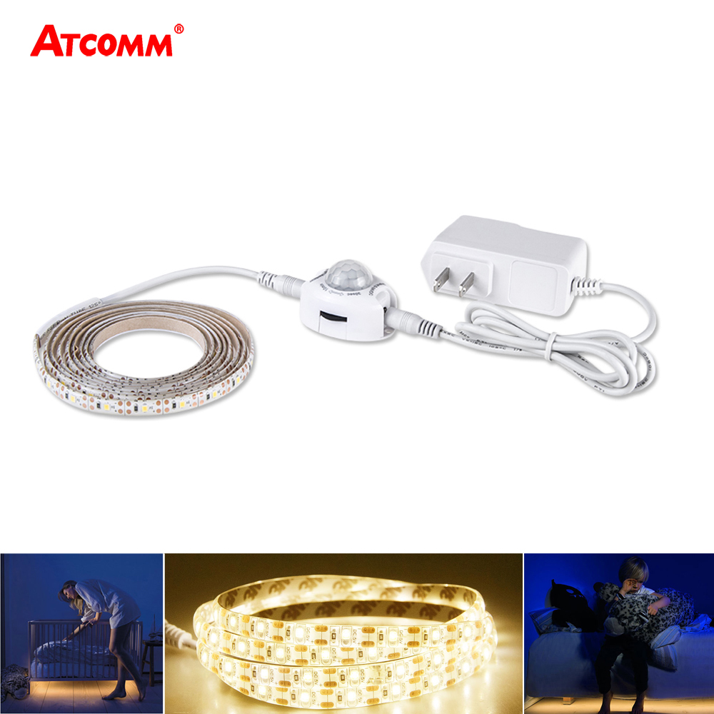5m LED Strip med PIR Bevægelsessensor - 12V DC - IP65 Vandtæt - Inkl. Strømadapter