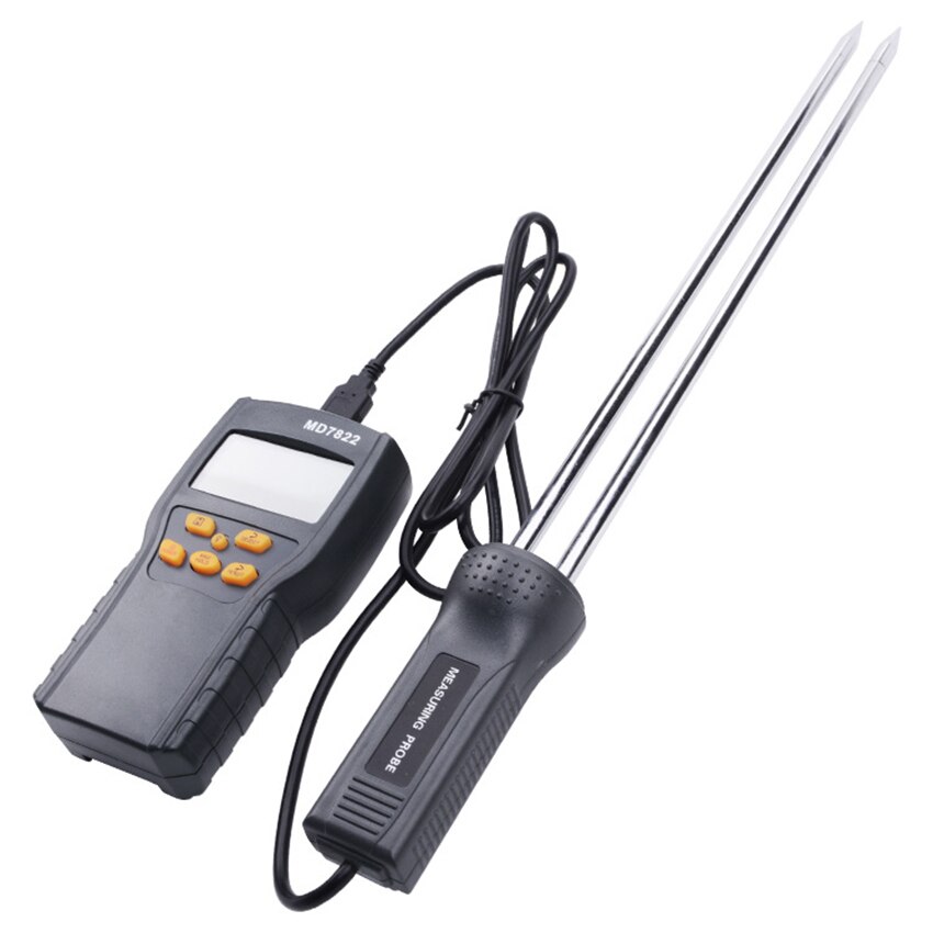 Portable Digital Moisture Tester with Long Probe, Backlight, Humidity Monitor, Hydrometer for Rice, Corn, Soybeans, Coffee Beans