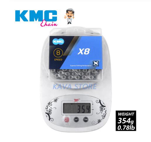 KMC-cadena para bicicleta de montaña o carretera, accesorio para bici en caja, X8, X9, X10, X11, X12, HV408, Z8.3, X8PL, Z9, X9L, X11EL, 116L/118L/126 eslabones: X8 Silver