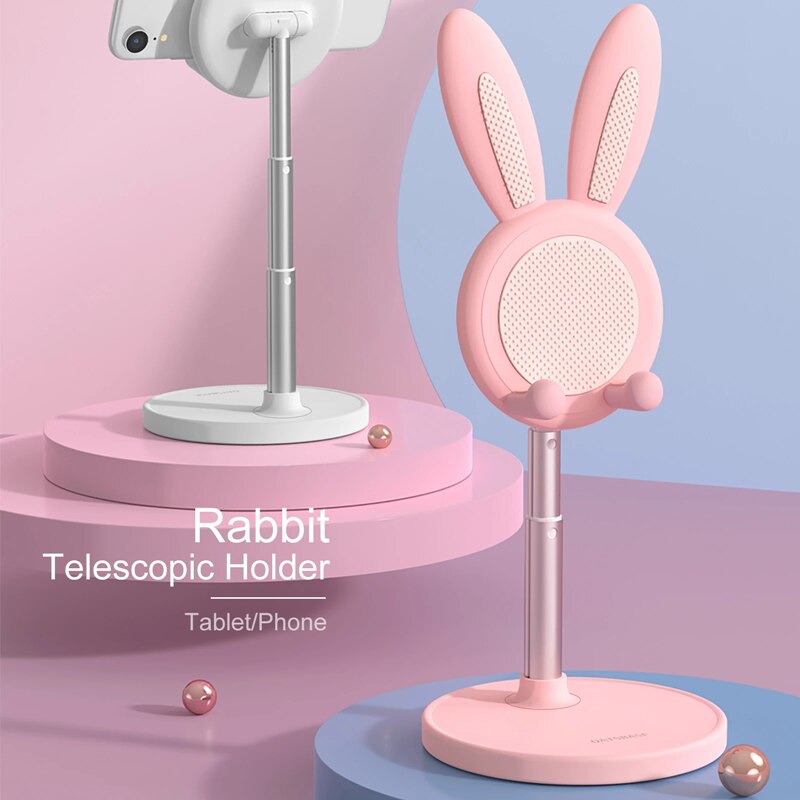 2022 Leuke Bunny Telefoon Houder Desktop Mobiele Telefoon Stand Hoogte Hoek Verstelbare Voor Iphone 11 12 Ipad Mooie Konijn Tablet ondersteuning