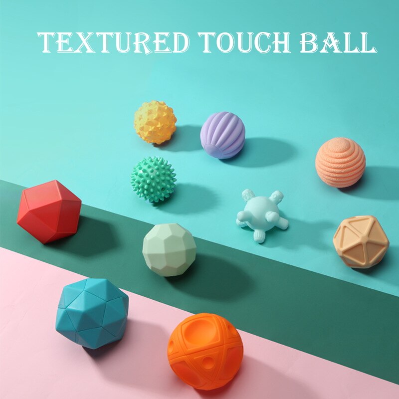 Pelotas de mano de juguete para bebés, juguete de pelota de mano de 6/10 uds, de goma suave texturizada, multisensorial