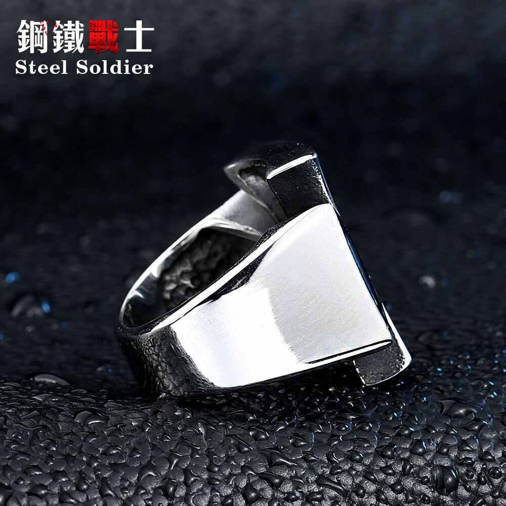 Anillo de acero inoxidable soldado de acero inoxidable con cruz de hierro para hombres, joyería de esmalte con personalidad popular para Europa