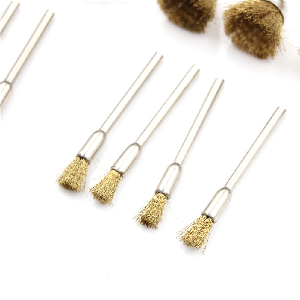 24Pcs Brass Brush Steel Wire Wheels Brushes Drill Rotary Tools Polishing Dremel Rotary Tools Metal Rust Removal Brush Set