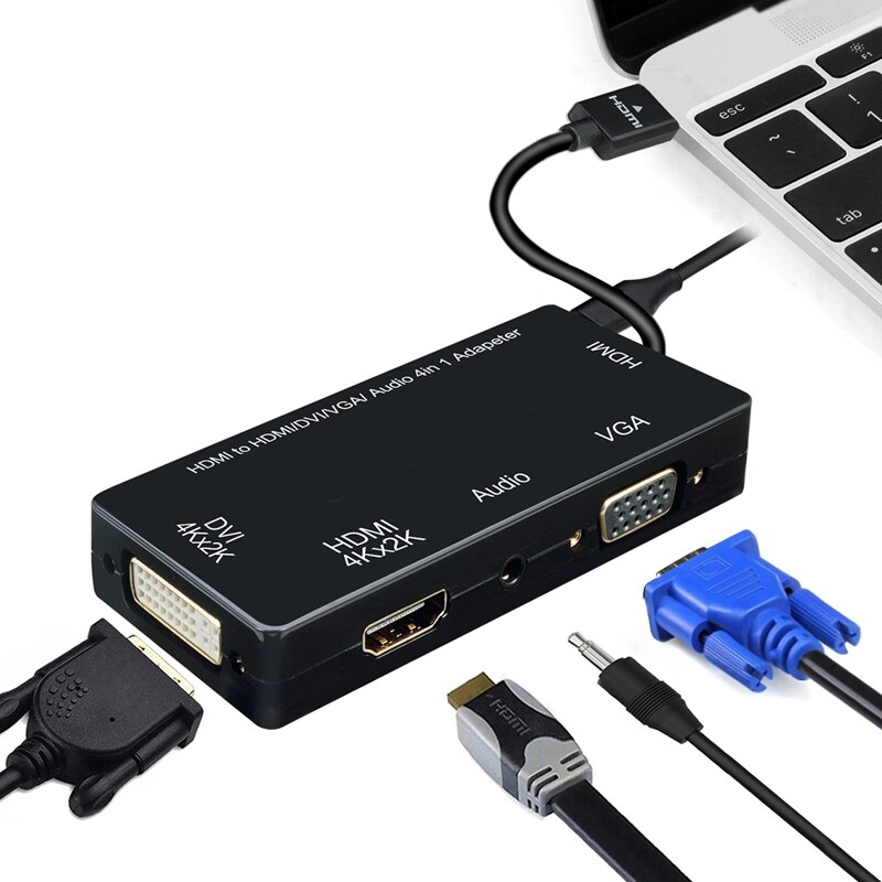 HDMI Splitter to DVI VGA with Audio Adapter 3-In-1 HDMI HD Converter for Laptop Computer HDTV