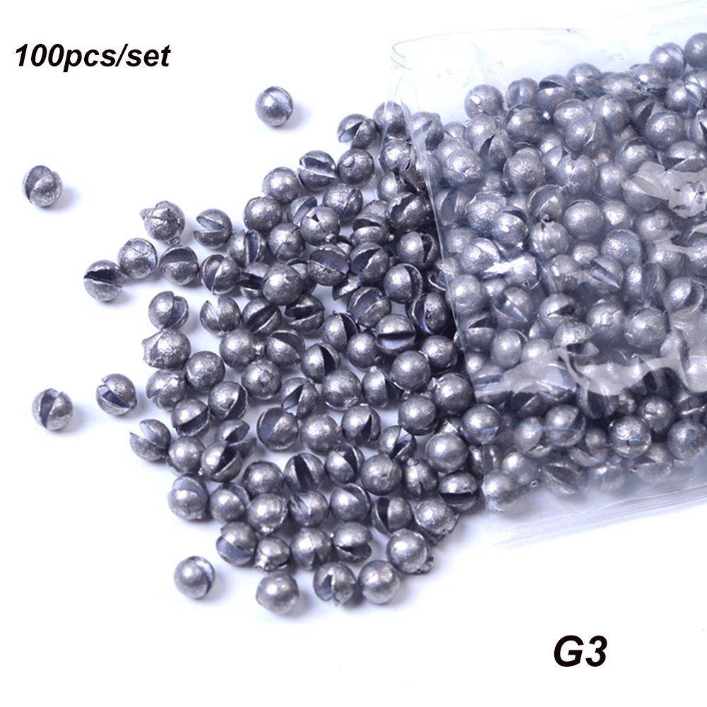 100Pcs G4-7B Carp Fishing Solid Oval Split Shot Lead Explosion Sinker Fishing Lure weight Auxiliary Fishing Tackle: G3