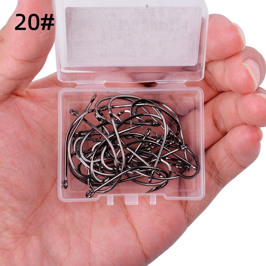 30pcs Fishing Hooks Hign Carbon Steel Offset Barbed Sea Fishhook For Soft Lure Worm Fish Hook Bass Carp Fishing Tackle Box