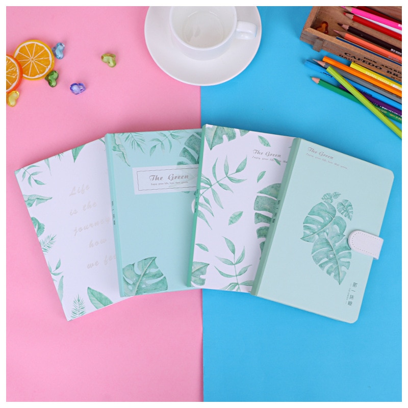 Cuaderno de tamaño B6, cuaderno con cubierta de hoja verde, planificador diario, papelería, página interior, carpeta de anillas, , escuela, suministros de oficina