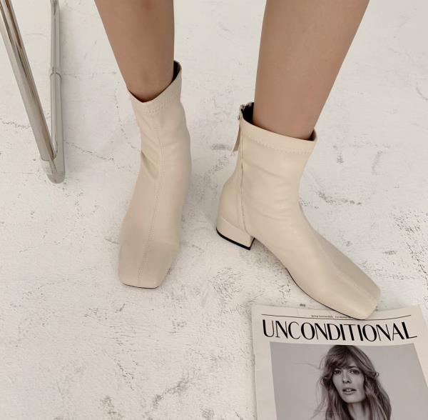 Women's Boots Autumn Boots-women Booties Woman Low Heel Shoes Luxury Round Toe Rubber Mid-Calf: 2 / 35