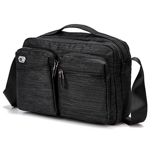 Sacoki moda saco de escritório para homens satchels à prova dwaterproof água bolsa ipad tote bolsa multi bolso masculino negócios mensageiro sacos: Black