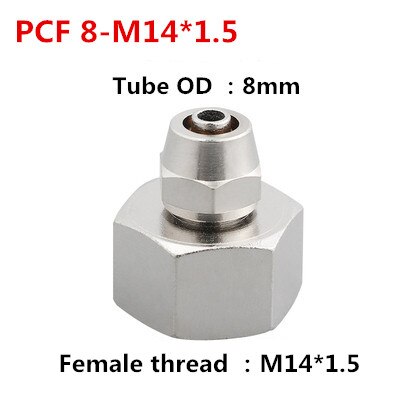 1PCS Internal Thread Straight Through Copper Material Pneumatic Screw PCF Quick Connectors Fitting Gas Hose One Touch Push Into: 8-M14x1.5