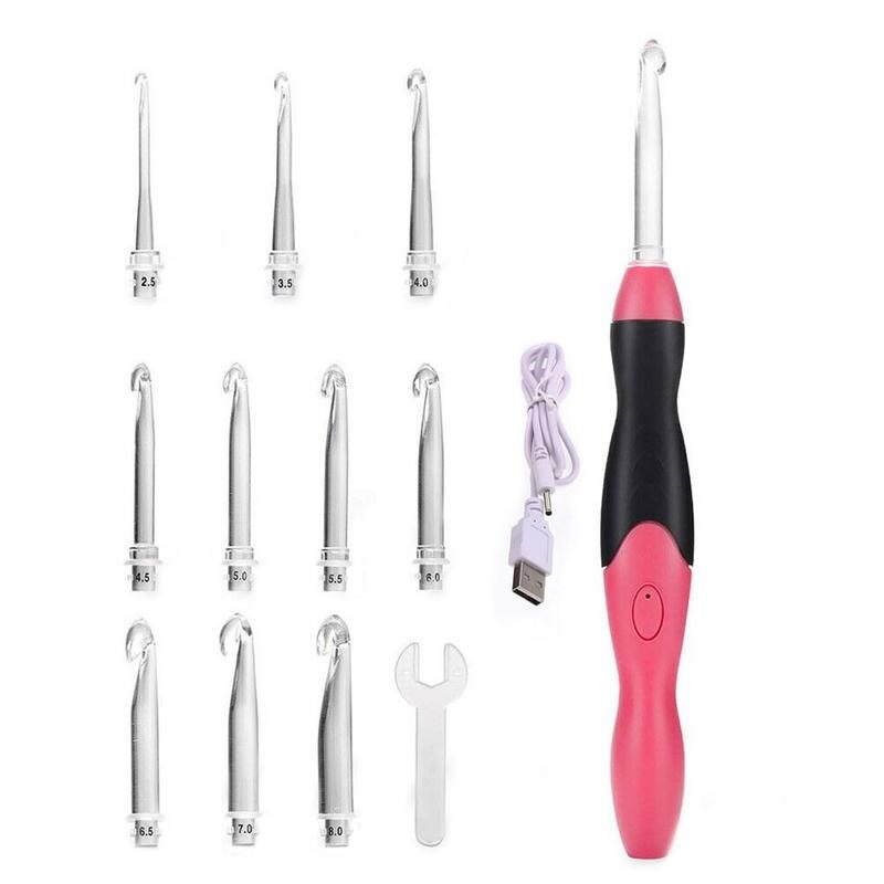 1 Set Lighted Crochet Hooks Set - Light Up Crochet Hooks, Rechargeable Crochet Hook with Light