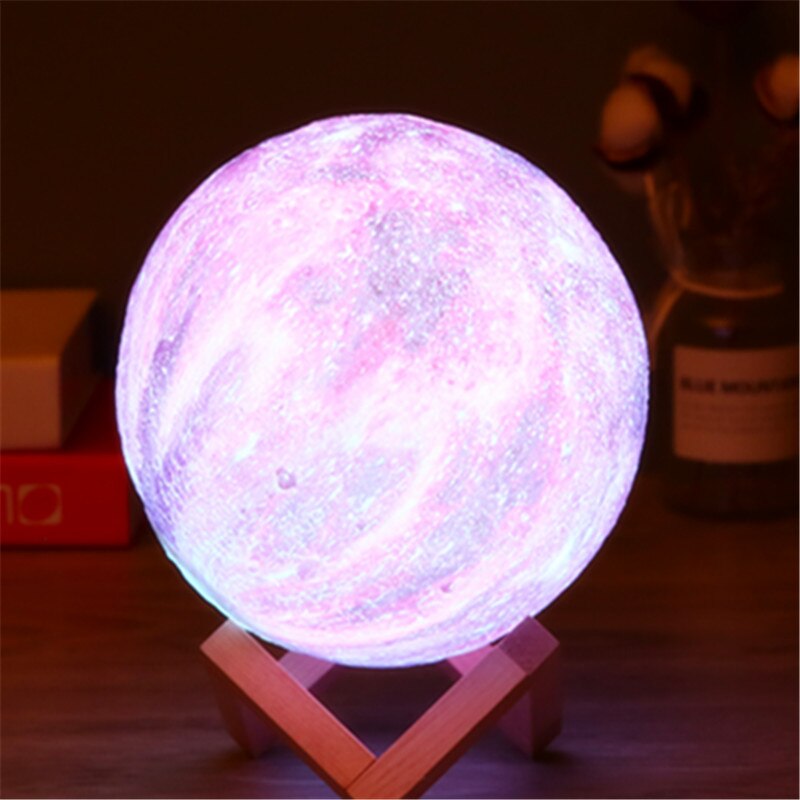Creatieve 3D Afdrukken Ster En Maan Lamp Kleurrijke Verandering Tactile Decorateur Usb Led Nachtlampje Galaxy Lamp