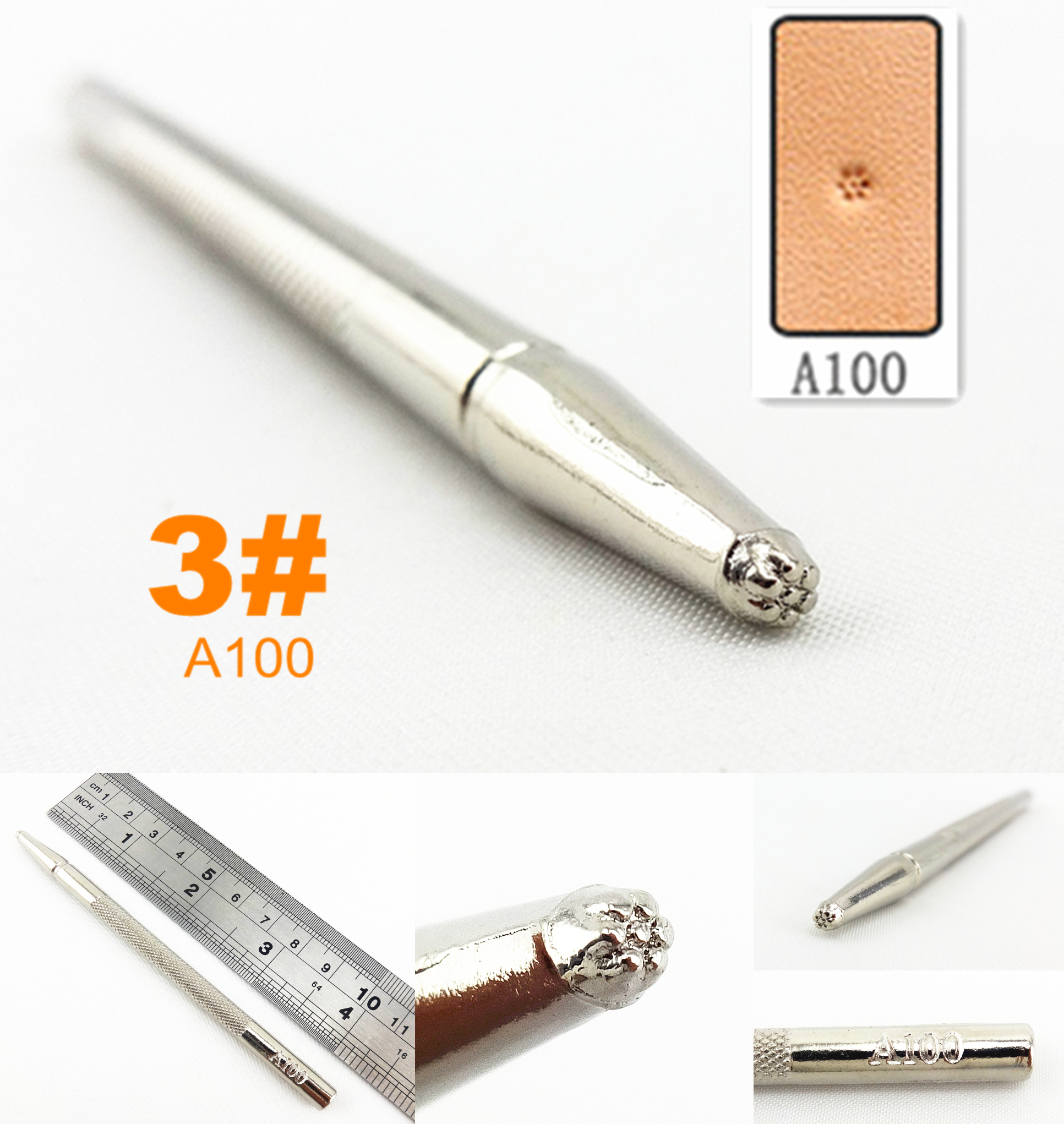 1pc 3 # A100 Lederen Craft Carving Stempelen Stamper Emboss Print Punch Tool-Edger Creaser Groover Skiver Beveler priem Slicke