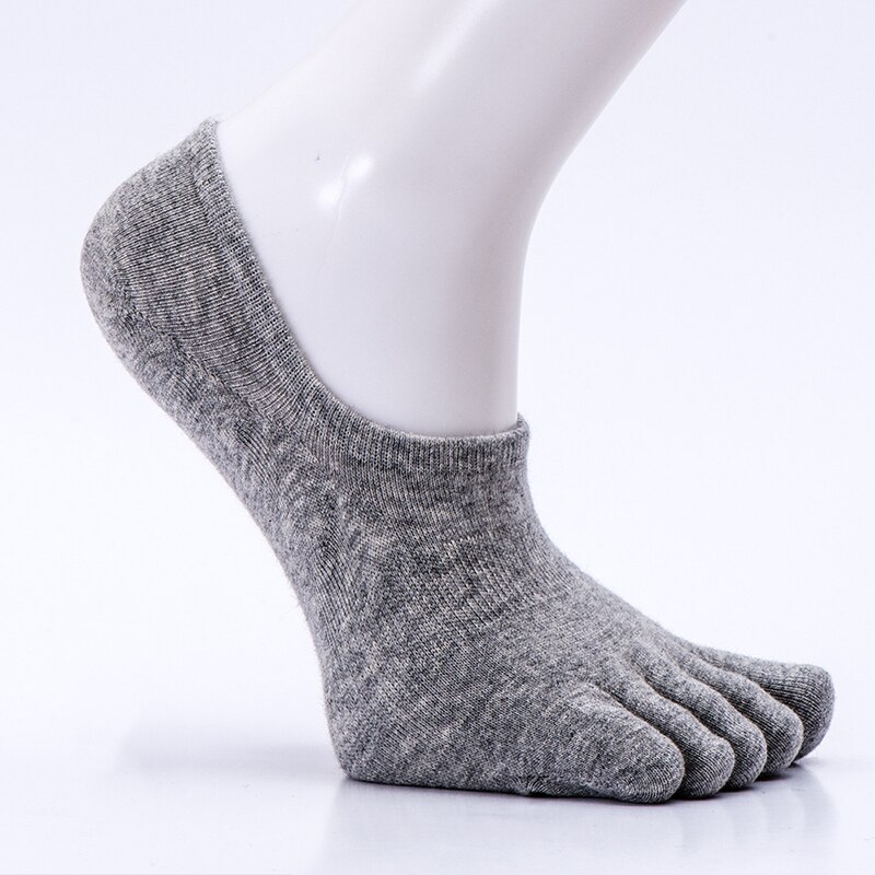 Toe Socks Men and Women Five Fingers Socks Breathable Cotton Socks Sports Running Solid Color Black White Grey Blue khaki coffee: grey