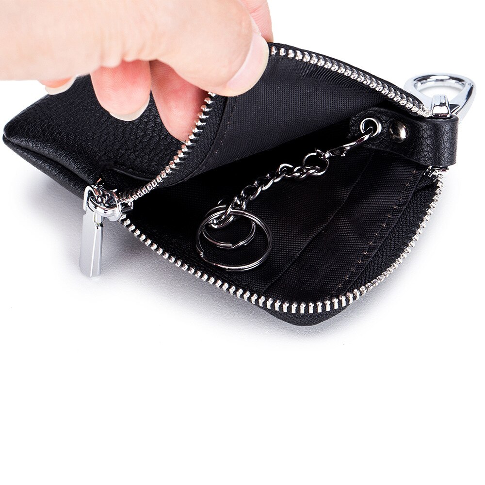 SOUTH GOOSE Brand Unisex Leather Slim Car Key Holders Housekeeper Keys Organizer Lady Zipper Key Wallets Card Bag