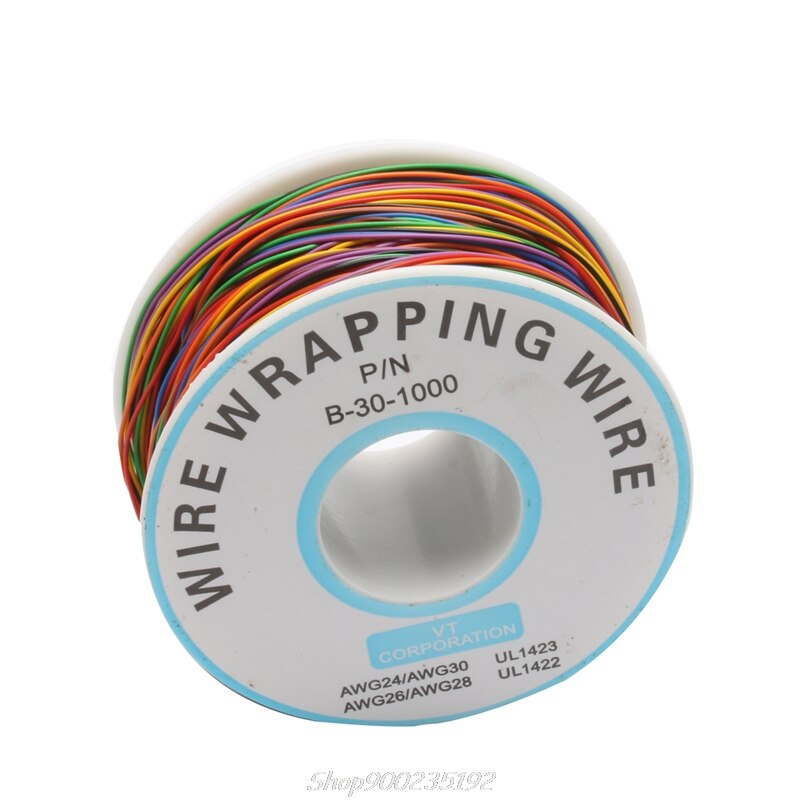 One Roll 8 Colors 30AWG Wire Wrapping Wire, Tinned Copper Solid, PVC insulation Jy22 20