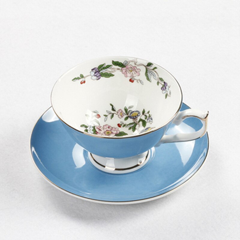 Kaffee Tassen Porzellan Hohe Schmetterling Blume Teetasse &Ampere; Untertasse einstellen Britischen Nachmittag Tee Zeit Keramik Tasse Büro Getränk: Stil B Blau