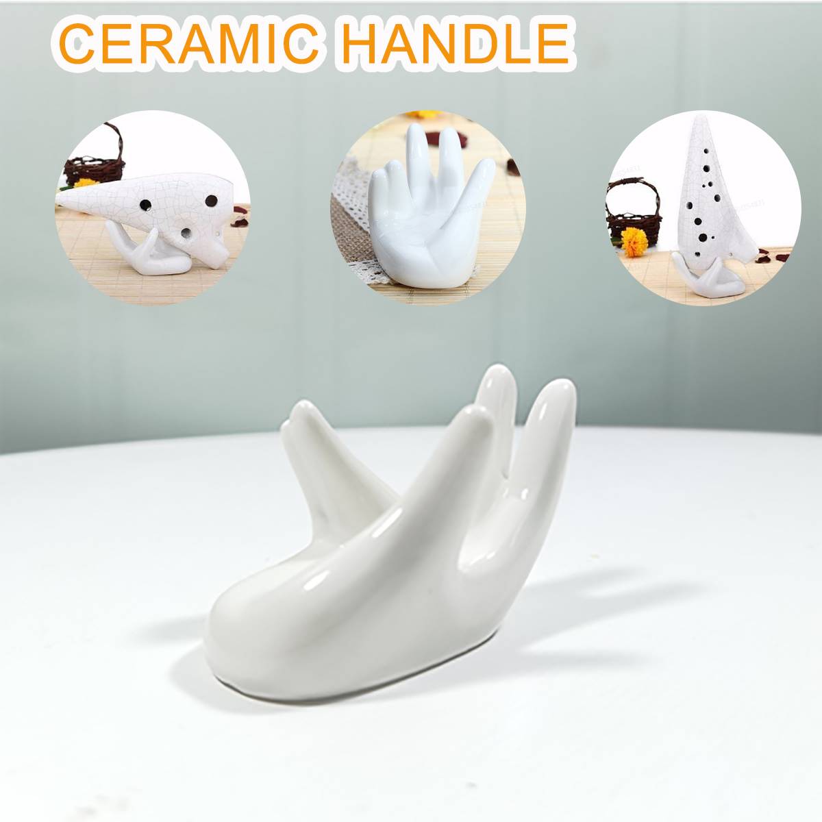 Wit Porselein Keramische Ocarina Houder Beugel Base 6/12 Hole Ocarina Collector Keramische Hand Stand Base Voor Muziek Liefhebbers