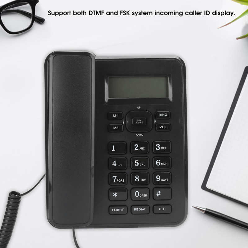 KX-T6001CID Fixed Telephone Home Wired Landline Business Office Corded Desk Phone Black