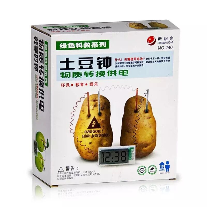 Potato Clock Novel Green Science Project Experiment Kit Lab Home School Toy Power Generation Alarm Clock Funny Educational