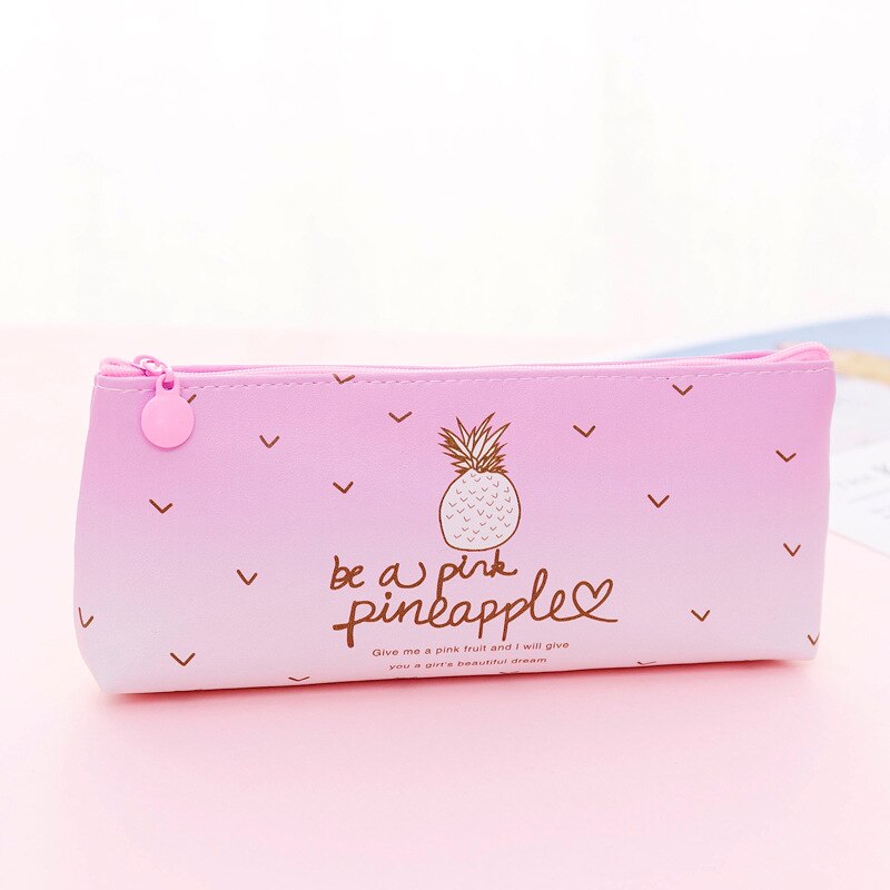 Cute pineapple pencil case cute pencil school case box pencil bag storage multifunctional big bag kit girl pen stationery: Style 04