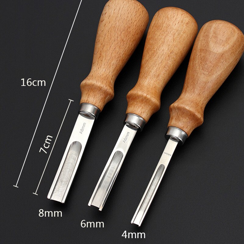 4 6 8mm Leather Edge Beveler Tool, Wide Mouth Leathercraft Skiving Beveler, DIY Shallow Skiving Trimming Press Thinning Shovel