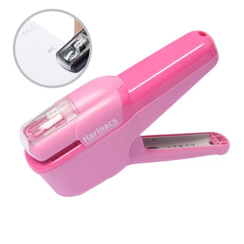 KOKUYO Staple-Free Stapler Harinacs Press SLN-MSH/MPH Embossing Needleless Safe And for Office, Student: MSH110 pink