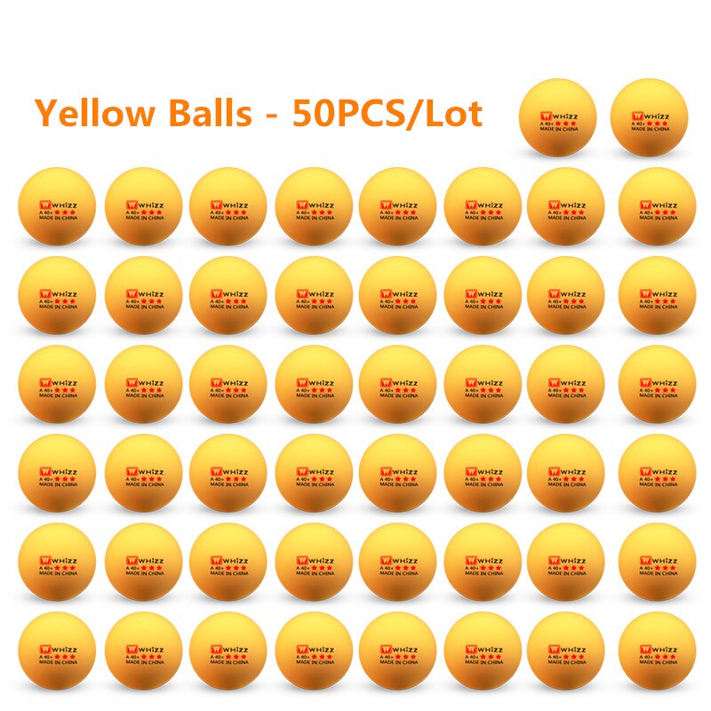 Whizz Pingpong Bal 3 Sterren Concurrentie Training Ballen Materialen Hoge Elasticiteit Ping-Pong Ballen: yellow balls 50PCS