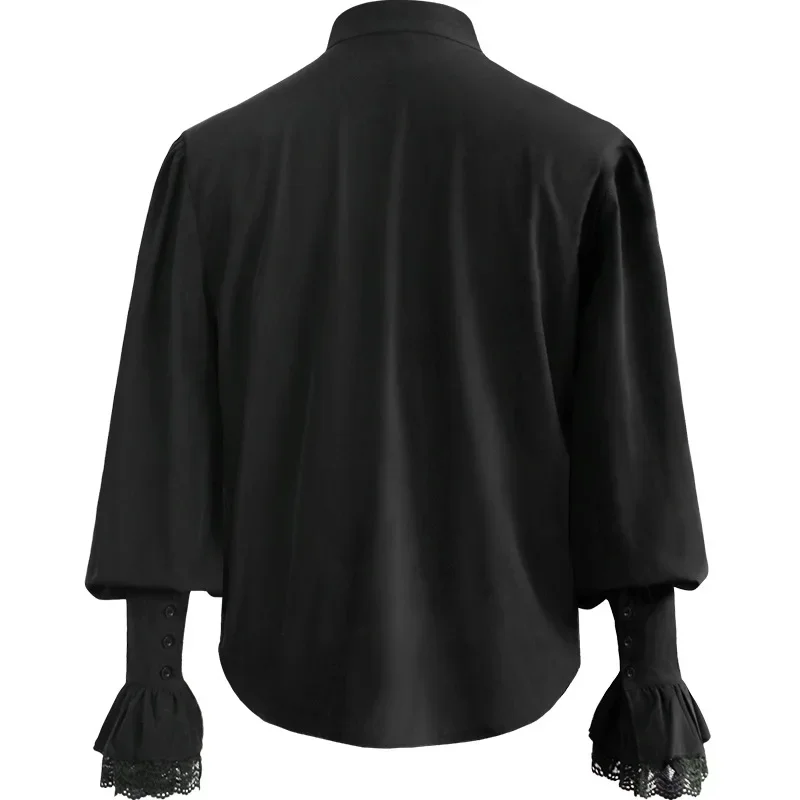 Herren Piratenhemd Vampir Renaissance Viktorianisch Steampunk gotisch Rüschen Mittelalter Halloween Cosplay Kostüm Kleidung Hemd Spitzen