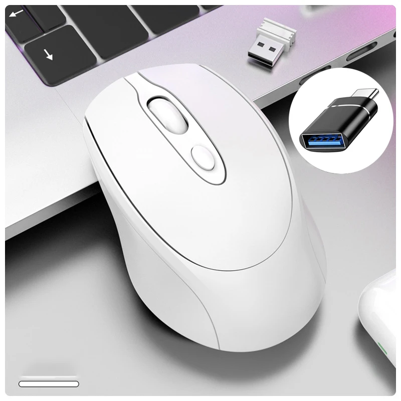 Ergonominen langaton hiiri 2.4g optista ladattavaa bluetooth-yhteensopivaa hiirtä kannettaville tietokoneille chromebookeille kannettaville tietokoneille pelihiiri: Vesimeloni punainen