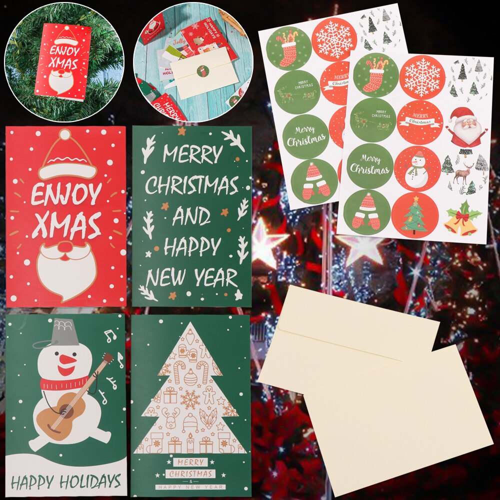 24 Pcs/lot Christmas Greeting Card Kids Christmas Blessing Greeting Cards Envelope Year Postcard Card Xmas Party