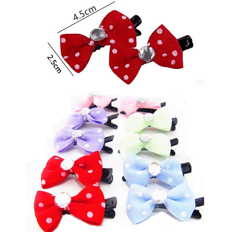 Horquilla para mascotas hecha a mano, Mini lazos, horquilla para perros pequeños, cinta de Yorkshire para cachorros, lazos coloridos, pinzas para el pelo, accesorios de aseo para perros