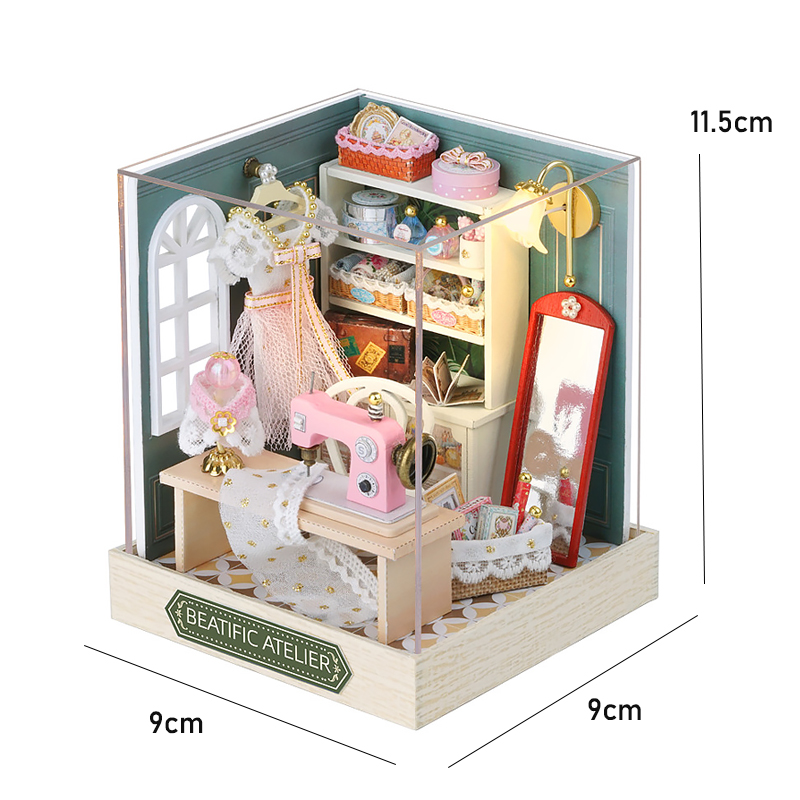 Casa de muñecas mágica, Kit de modelo de construcción de ensamblaje DIY en miniatura de madera, producción de juguetes de habitación pequeña, decoraciones con muebles: YELLOW