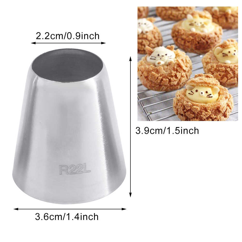 Boquilla de manga redonda de gran tamaño, herramientas de pastelería para crema y pasteles, puntas de glaseado de acero inoxidable para decoración de magdalenas,: Beige