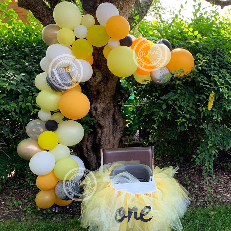 23pcs Carton Bee Balloons Tower 32inch White Number Balloon for Kids Bee Themed Happy Birthday DIY Party Decoration Supplies