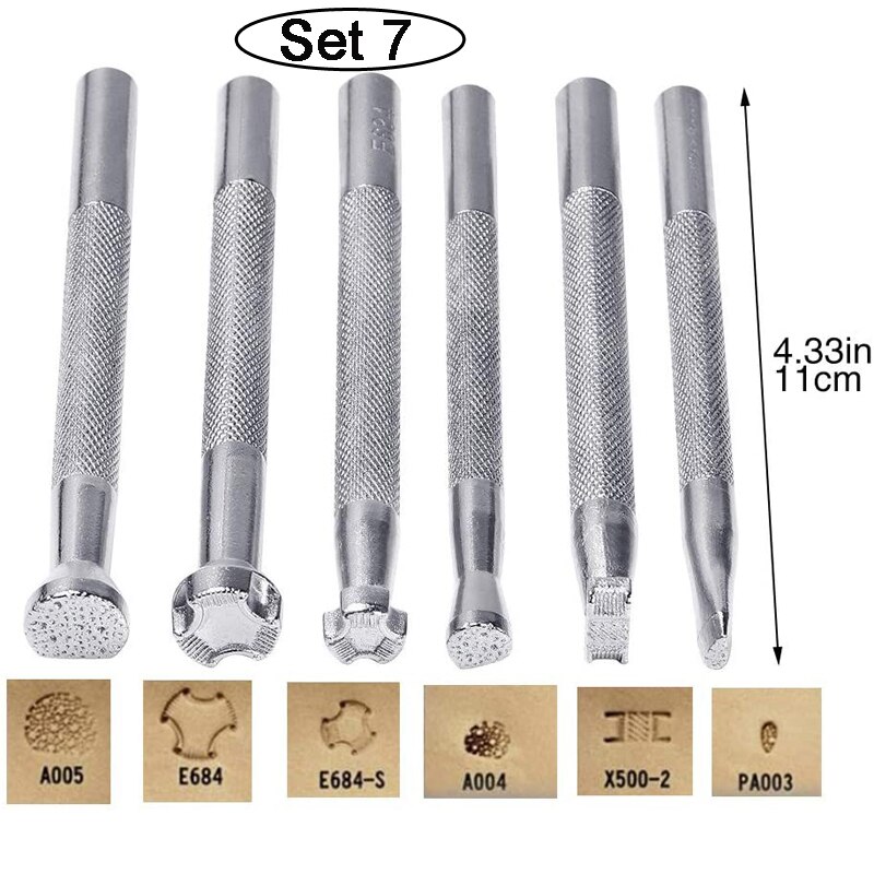 LMDZ Leather Craft Tools Kit Stitching Stamping Embossing Punch Saddle Groover Carving Hammer Set For Leather Working: Set 7 (6pcs)