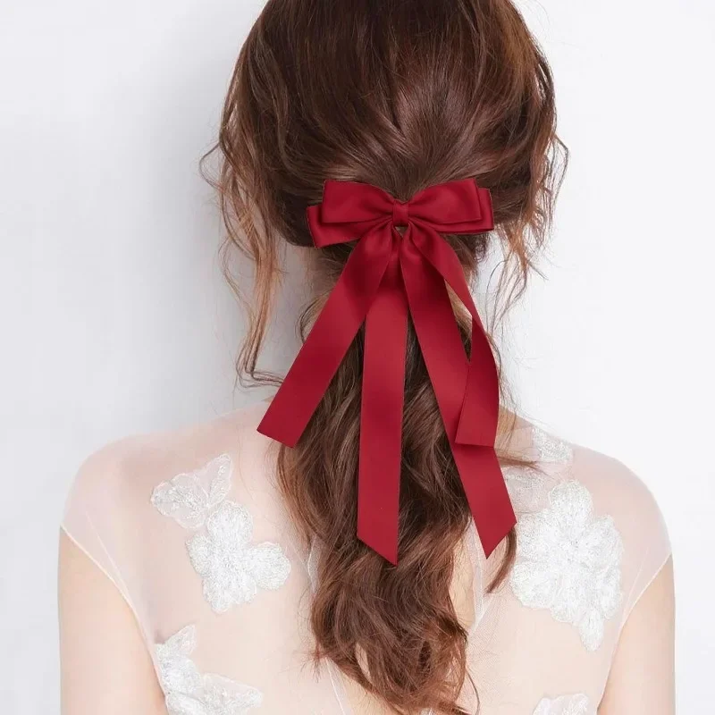 Horquilla con lazo para el pelo para mujer y niña, cinta de tela a la , pinzas para el pelo, lazo blanco y negro, Clip superior, accesorios para cabello femenino: Lavanda