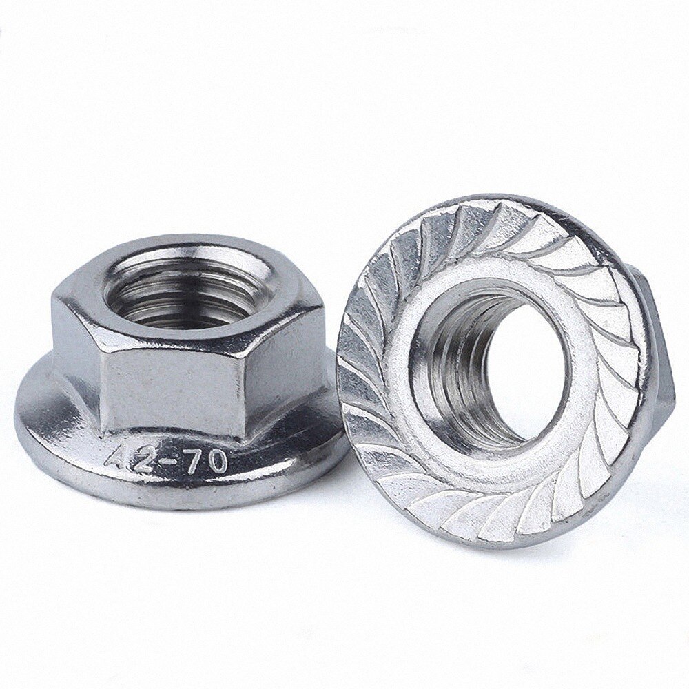 10Pcs Flange Serrated Hex Lock Nuts DIN6923 201 Stainless Steel Flange Nut Fit Metric M3 M4 M5 M6 M8 M10 Bolts & Screws