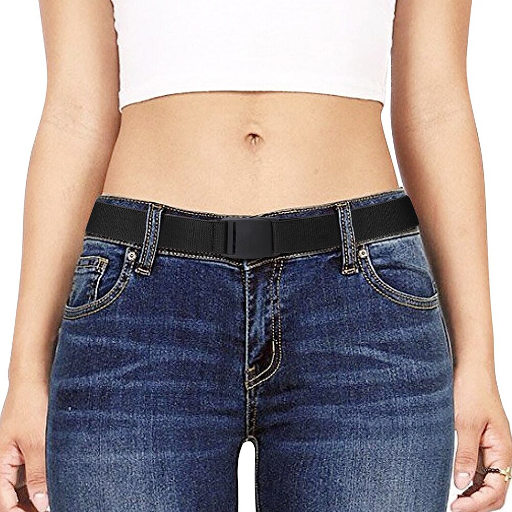 Kobiety mężczyźni moda prezenty zwykły anty alergia dekoracyjne elastyczne robić dżinsów regulowane płótno rozciągać solidny pas biodrowy płaska klamra