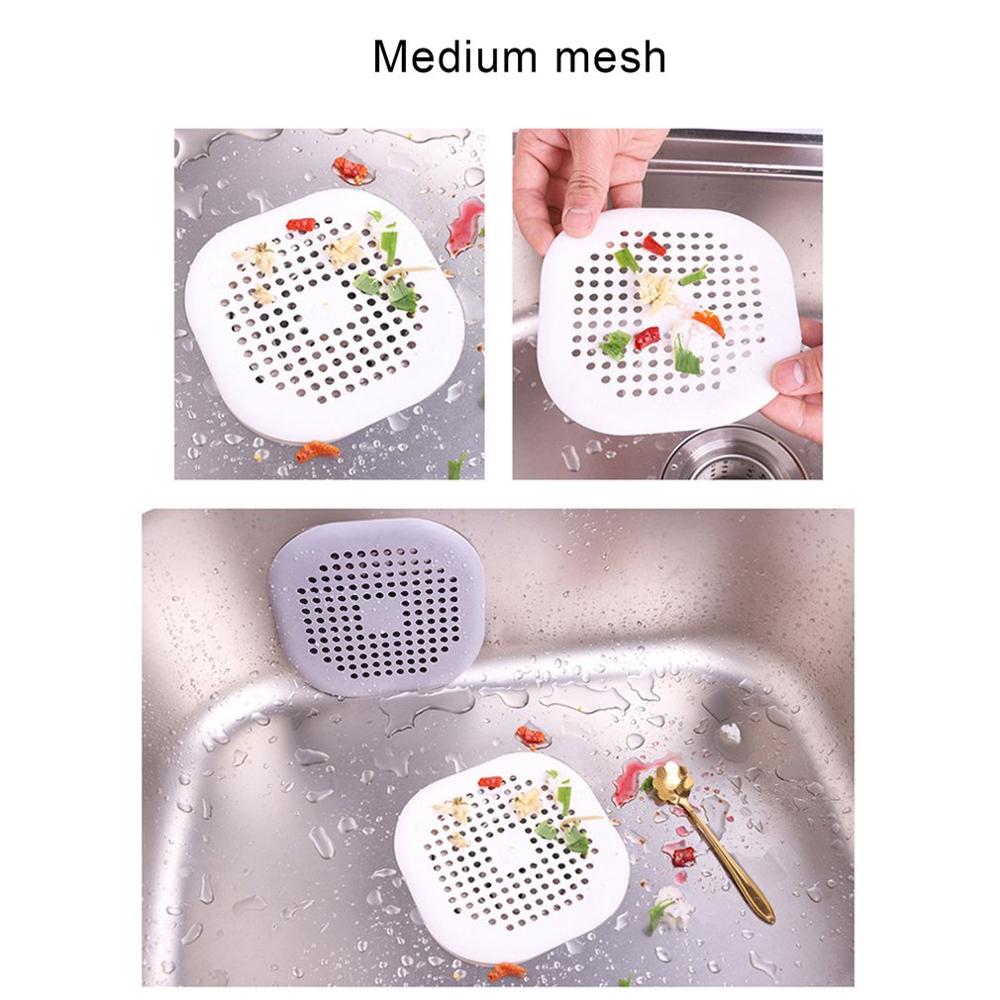 Square Drain Cover for Shower TPR Drain Hair Catcher Flat Silicone Plug for Bathroom and Kitchen Flat Strainer Stopper