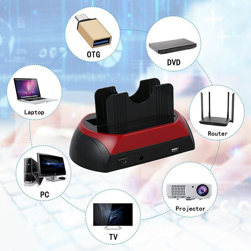 IDE SATA External HDD Box Hard Disk Drive Enclosure USB 2.0 to IDE+SATA HDD Docking 2.5''/3.5'' Hard Drive Station Card Reader